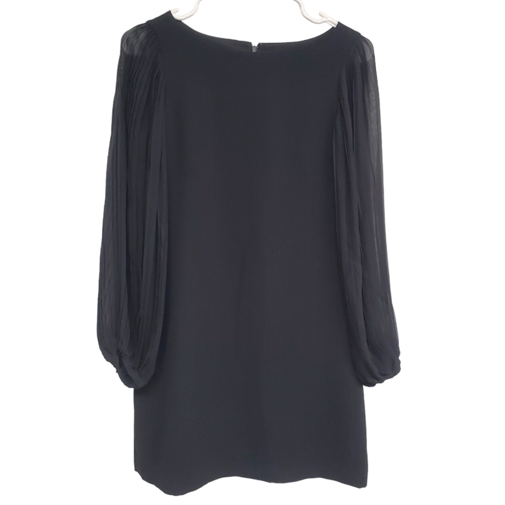 White House Black Market Petite Chiffon Sleeve Black Shift Dress Size OP